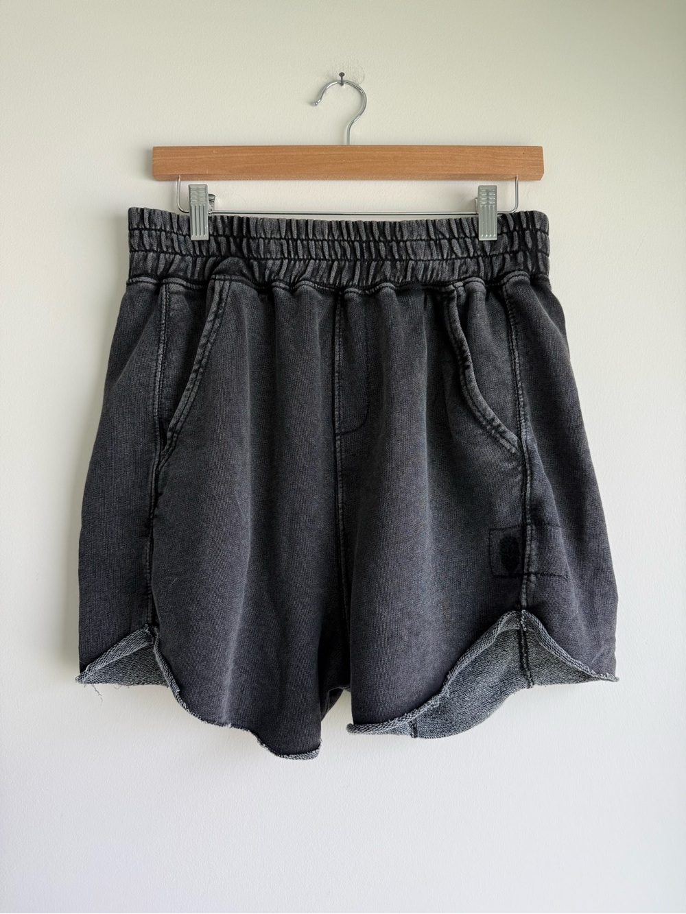 Free People FP Movement All Star Shorts Washed Black Raw Hem Sweat Shorts M - Picture 2 of 7